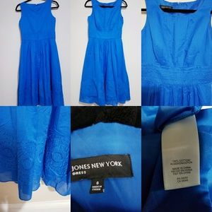Jones of New York size 6 bright blue cotton dress